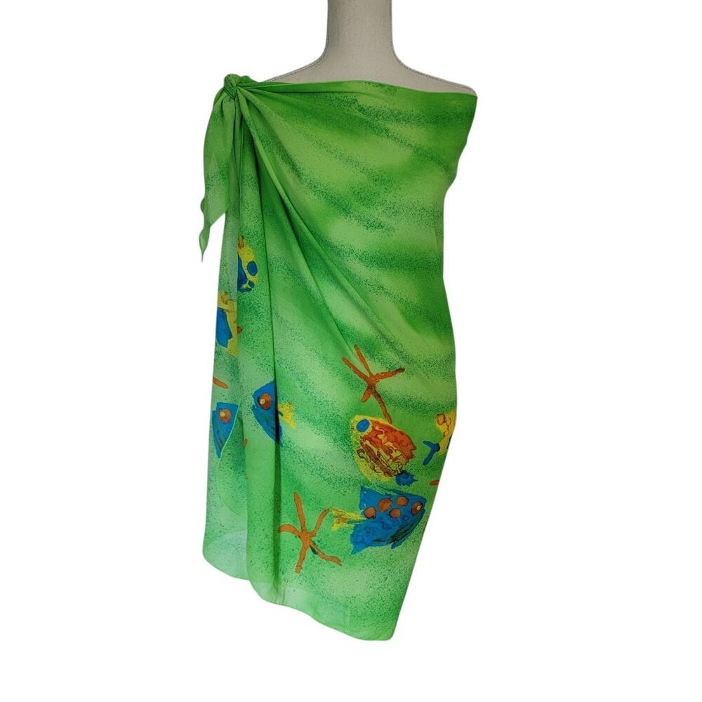 AJ Tropics Scarf Wrap Cover-up‎ Dress Tropical Fish Wrap Colorful Summer NWT
